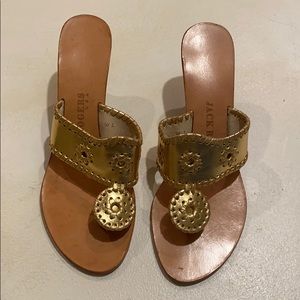 Jack Rogers gold wedges